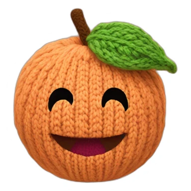 knitted peach with smile sticker