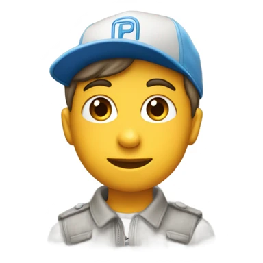 Un adolescent avec une coupe casquette chatun, lettre P sur la casquette sticker