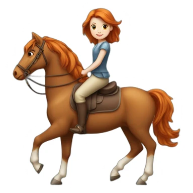 Fille rousse sur un cheval sticker
