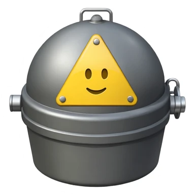 military pressure mine, with yellow warning sign on top, emoji style sticker