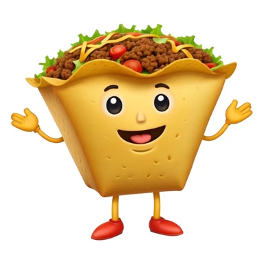 A talking and walking taco with arms and legs sticker