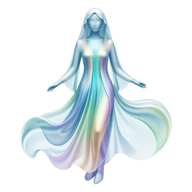 Ethereal flowing lines forming a clothing silhouette shape, abstract fluid style essence symbol, wardrobe identity flowing into form sticker