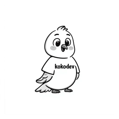 a cute pigeon in a t-shirt that says 'kokodev', playful and modern style sticker