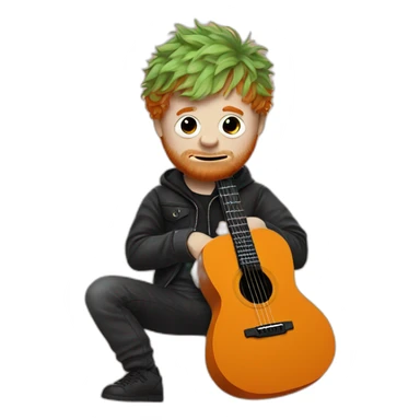 ed sheeran with his guitar disguised with a halloween costume sticker