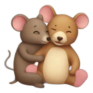Mouse and bear cuddling sticker