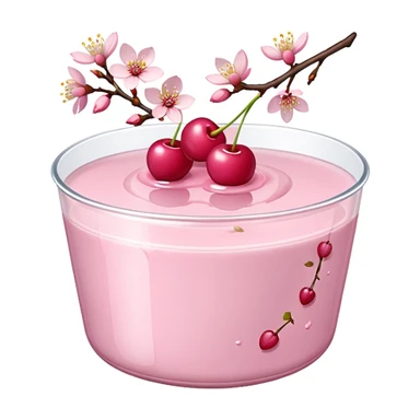 sakura pudding with whole cherry blossom branch as decoration sticker