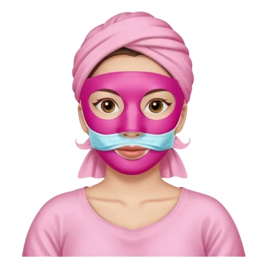 Lady with pink face mask spa beauty full face relaxing sticker