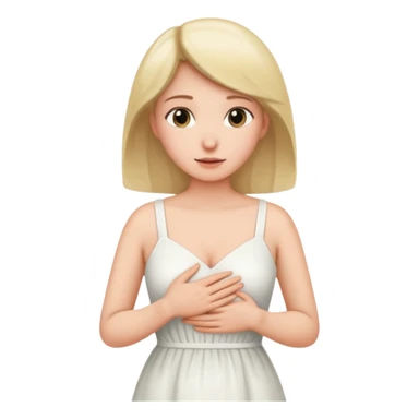 the woman holds one hand on her chest and the other on her stomach sticker