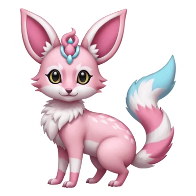 Pastel white rose-pink Sylveon-Umbreon-Genet-Noivern-Civet-Hybrid (Full body) sticker
