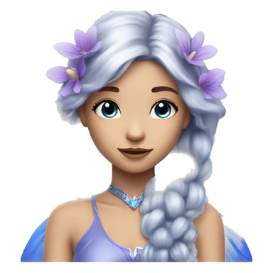Beautiful, blue flower, fairy, blue, silver, purple, long hair, big wings sticker