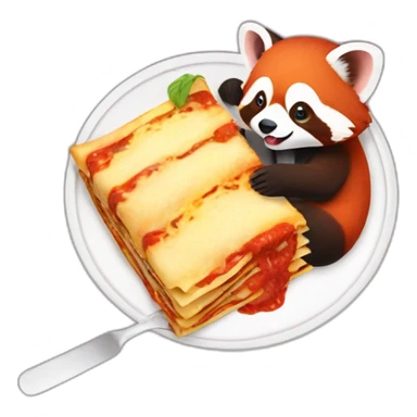 Red panda eating lasagne sticker
