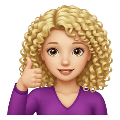 blond girl doing thumbs up sign sassy make it with curly hair and lashes sticker