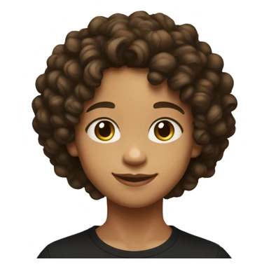 Lightskin pre teen smiling with short curly hair and black T-shirt on sticker