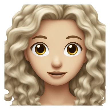 white girl with long wavy brown hair with blue eyes sticker