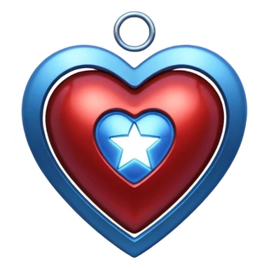A red Iron Man heart with a glowing blue star in the center sticker