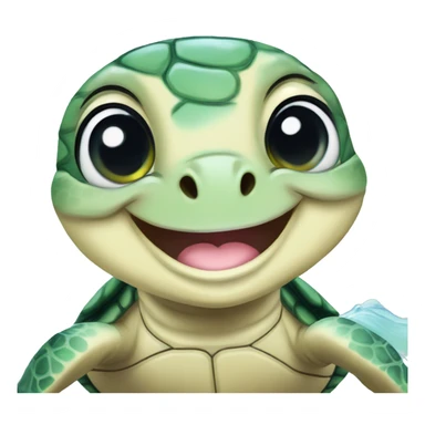 Baby sea turtle watercolor smiling sticker