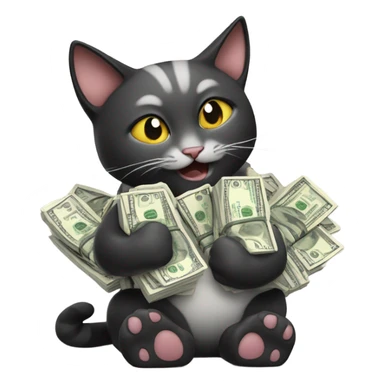 Cat holding cash sticker