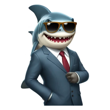 shark wearing sunglases and a suit sticker
