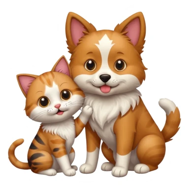 een hond met een kat sticker