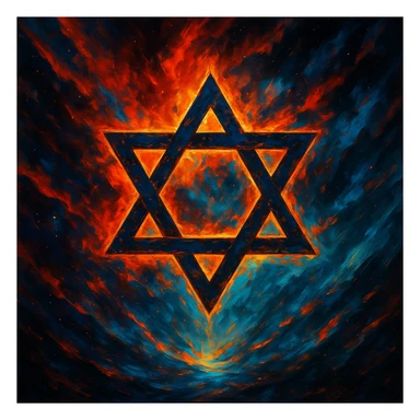 Star of David, intense colors, dynamic, epic atmosphere sticker