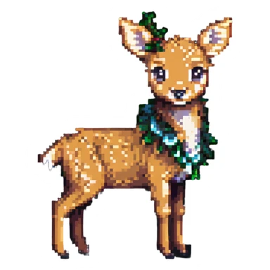 Bambi as a cute deer fawn in pixel art style, standing in a forest clearing sticker
