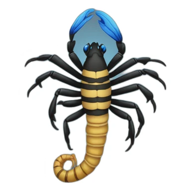 Scorpion black with blue stripes and tail risen sticker