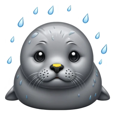 Sad seal in the rain sticker