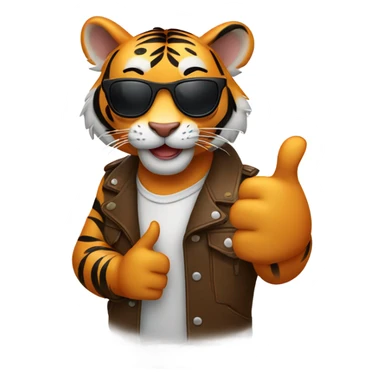 Tiger with sunglasses thumbs up sticker