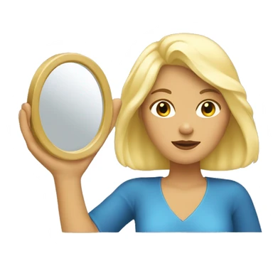blond woman looking with the mirror in the hand  sticker