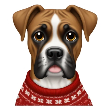 boxer dog wearing christmas sweater sticker