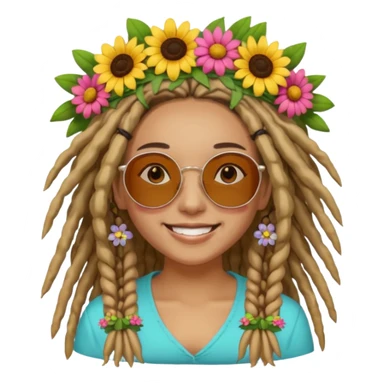 Woman with dreadlocks, round sunglasses, and flower crown.


























 sticker