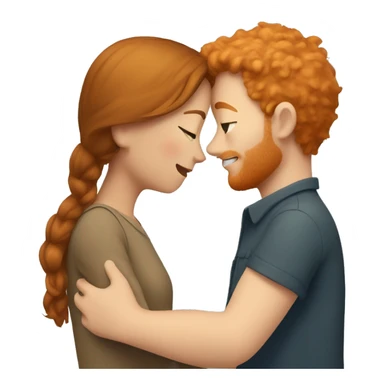 Short light brown haired girl hugging tall ginger boy sticker
