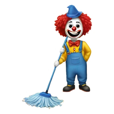 Clown mopping a floor in school  sticker
