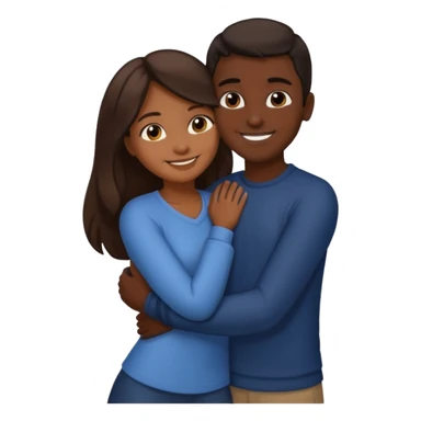 carmel girl with dark brown and tall darkskin black boy hugging  sticker