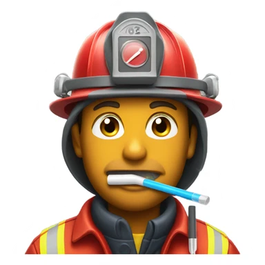 Fireman with thermometer in his mouth sticker