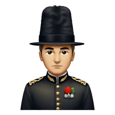 ​Cinematic Realistic Portrait of a Young Mustafa Kemal Atatürk, depicted wearing an iconic tall black fur hat along with traditional attire, his confident, visionary expression illuminated by warm, inspiring lighting, rendered with rich historical textures that capture his youthful dynamism and transformative leadership, sticker