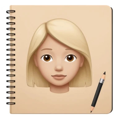 portre skecth on sketch book, with pencil sticker