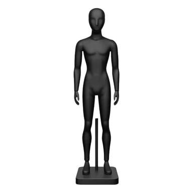 Minimalistic flat vector icon, iOS style, thin black contour on white background. Matte black mannequin in front of in 3D monochrome style. sticker