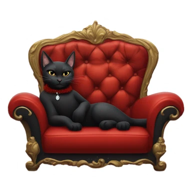 black cat wearing a boa laying down on a sultry red couch smoking a cigarette with a martini  sticker