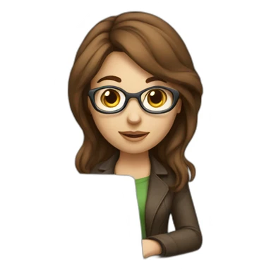 pretty programmer girl with brown hair working with MacBook sticker