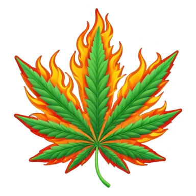 Cannabis leaf with rotation design on out with flame sticker