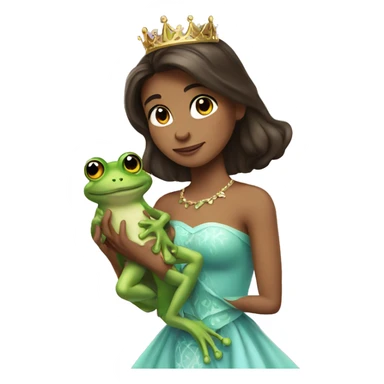 Brunette princess holding frog prince sticker