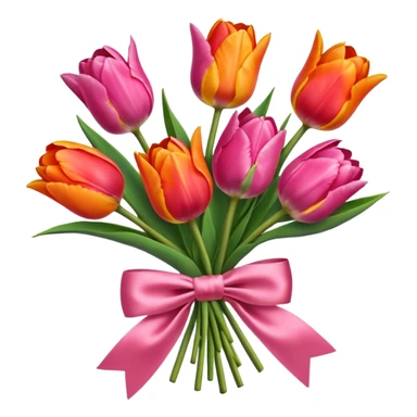 bouquet of 5 tulip and bow tie sticker