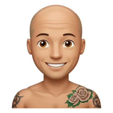 bald handsome men  with tattoo sticker