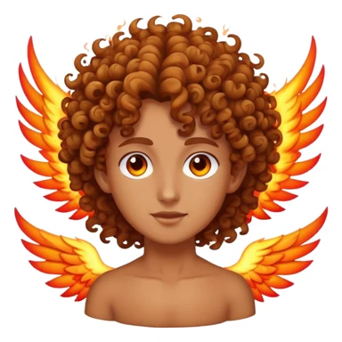 One curly hair person with Burning wings  sticker
