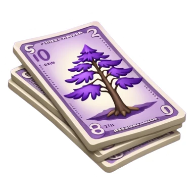 purple bank notes with darker purple pine logo on it sticker
