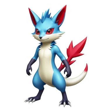 Cool Edgy Badass Shiny Colorful Digimon-Sneasel-Zangoose-hybrid full body sticker