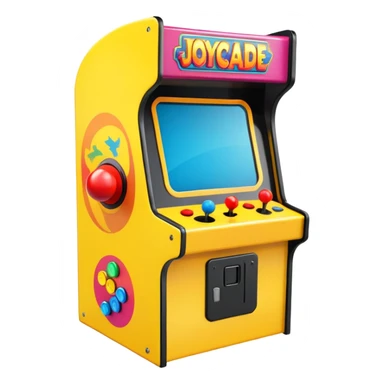 A colorful classic arcade cabinet with joystick and buttons sticker