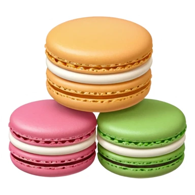 Macarons de colores, café, rosa, blanco y verde, sin plato sticker