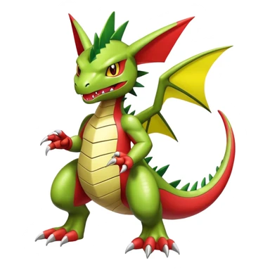 Cool cute shiny futuristic Guilmon-Flygon-Tyranitar-Digimon-hybrid-fusion, yellow belly, full body sticker